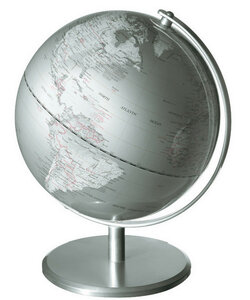 Wereldbol Planet Zilver 25cm