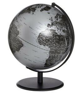 Wereldbol Planet Mat Zilver 25cm